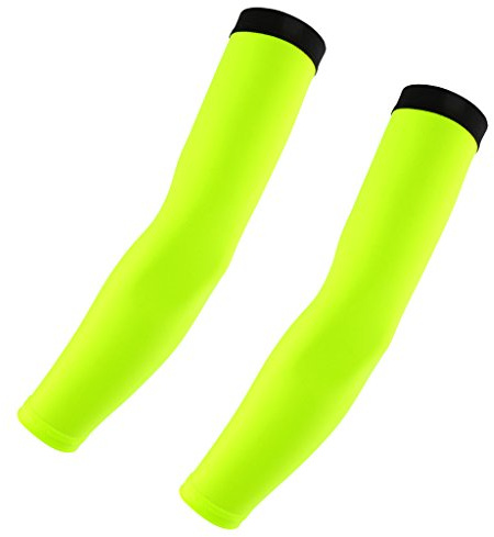 Tiuimk Manchons de Bras de Vélo Fluo Jaune - Protection UV Extérieur (Cyclisme, Pêche, Golf) - Taille M, Comme indiqué sur l'image principale, taille unique