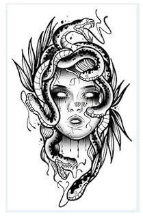2 Sheets Of Temporary Tattoo Stickers Medusa Arm Snake Female Male Juice Vegetable Ink Waterproof Semi-Permanent And Long-Lasting For 2 Weeks Non-Reflective
