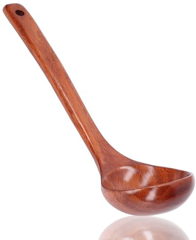Schöpfkelle aus Holz, Suppenkelle Zum Servieren, Pfannenwender, Holzgriff, Schöpfkelle Mit Langem Griff,Suppenlöffel aus Natürlichem Holz,Große Schöpfkelle Mit Langem Griff,Schöpfkelle Zum(27)