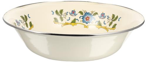 Ciieeo Enamel Basin Vintage 30cm Retro Soup and Mixing Bowl Milk White Thickened Enameled Kitchen Supply for Food Storage and Cooking Use