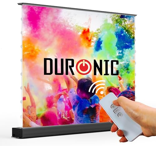 Duronic Electric Projector Screen EP-FPS100 PVC Floor Projection Grey Screen 16:9 Aspect Ratio, Enhanced contrast, Remote Controlled – Ideal for Home Theatres, Event Halls and Conferences