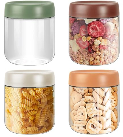 Ulrikco 4 Pack 16oz Overnight Oats Jar, 500ml Glass Jars with Lids, Food Storage Containers, Reusable Wide Mouth Mason Jars for Overnight Oats Salad Fruit Yogurt Pudding Chutney Jam Spice