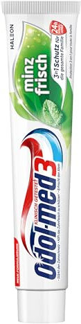 Odol-med3 Minzfrisch Zahnpasta, Zahncreme mit Minzgeschmack und 3in1 Schutz für starke Zähne, gesundes Zahnfleisch** und frischen Atem, 75ml