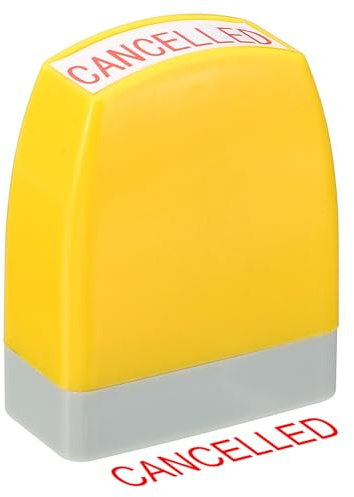 PATIKIL Timbro Autoinchiostrante Annullato, Timbri per Ufficio con Inchiostro Rosso Timbro per Messaggi Preinchiostrato Timbro Aziendale Ricaricabile Stile 1, Giallo