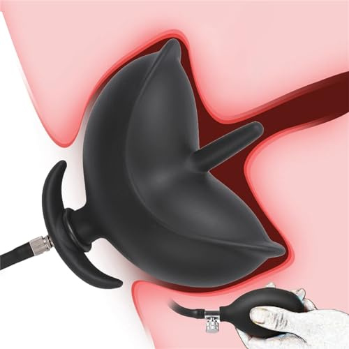 Axcroo Riesige Aufblasbar Analplug mit Pumpe Silikon Große Öffnung Buttplug Dilator Analstöpsel für Vagina Anus Expansion Stimulation XXL Extrem Anal Dildo Butt Plug Sex Spielzeug für Frauen Männer