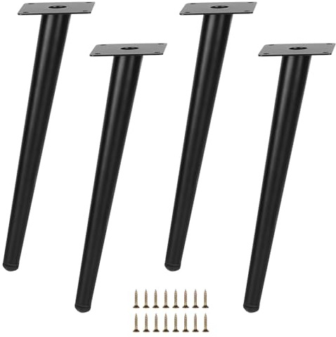 DBREAKS sneda möbelfötter, 4 stycken 30 cm metallbordsben, halkfria konformade möbelben, skåpben, svarta bordsfötter, för bord soffor, TV-skåp, stolar, ersättnings-skåpfötter