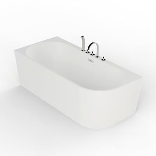 Baignoire Ilot Capri 170 gauche blanche + robinetterie chromée 170 x76 x58 cm, by SPALINA