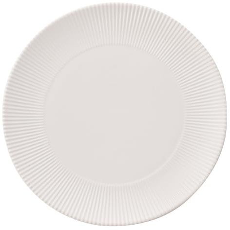 Widdop and Co Hestia Service de table en grès côtelé blanc – Assiettes plates de 30 cm – Vaisselle contemporaine élégante – Idée cadeau pour pendaison de crémaillère