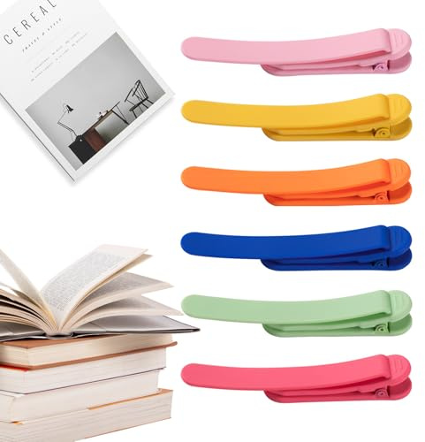 Kabwea 6 Pcs Automatische Lesezeichen - Kinder, Papier, Silikon Bookmark für Bücher - Lesezubehör