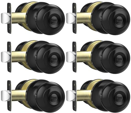 AEEKEL Lot de 6 boutons de porte d'intérieur sans clé avec serrures | Boutons de porte d'intérieur sans clé avec serrure, poignée de porte de salle de bain pour poignée gauche/droite
