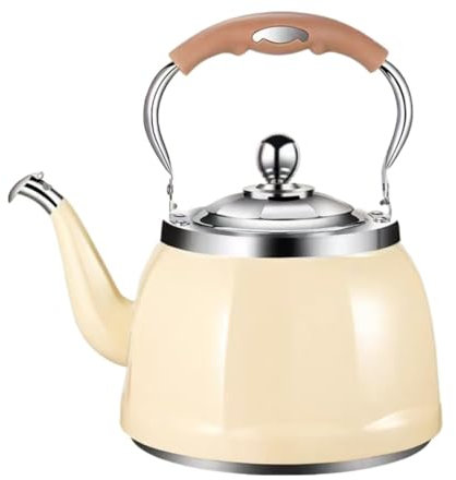 Bouilloire de camping, bouilloire à gaz, bouilloire sifflante avec couvercle à bec verrouillable, bouilloire en acier inoxydable 4 L/5 L/6 L Bouilloire d'eau chaude à ébullition rapide Bouilloire de