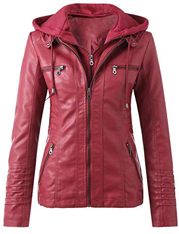 Chaqueta de cuero para mujer con cremallera, abrigo con capucha, chaqueta corta de piel sintética, chaqueta con capucha, tallas grandes, chaquetas de moto de manga larga para primavera, otoño, ropa de