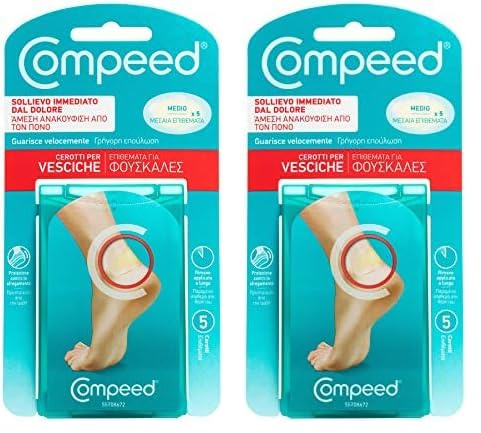 COMPEED Cerotti per vesciche, a lunga durata e guarigione veloce - Per vesciche medie o grandi, 5 Cerotti (Confezione da 2)