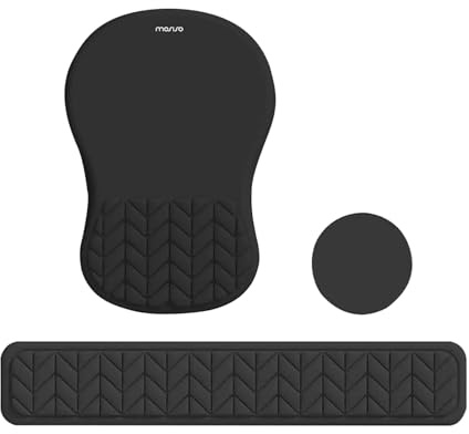 MOSISO Ergonomisches Mauspad & Tastatur Handballenauflage Set Memory-Schaum | 3-in-1 Mousepad&Coaster Rutschfeste Unterlage Haus/Büro Schmerzlinderung&Handgelenkstütze mit Weizenährenförmig, Schwarz
