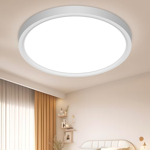 OGVDOE Deckenlampe LED Deckenleuchte Flach Rund 24W 6500K 2400LM Badezimmer Lampe IP44 Wasserfest Badlampe Ø30CM für Wohnzimmer Kinderzimmer Küche Badezimmer
