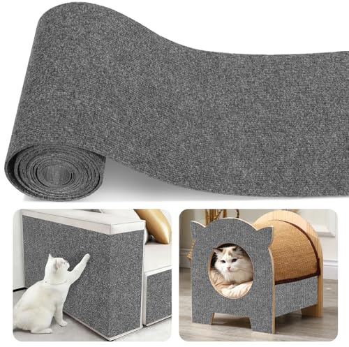 LDYOEN Kratzmatte Selbstklebend Katze für Sofa & Wand, 30x200 cm Kratzschutz Sofa Katze, Kratzteppich Trimmbare DIY Kratzbretter, Kratzschutzmatte Tür, Kratzbrett(Dunkelgrau)