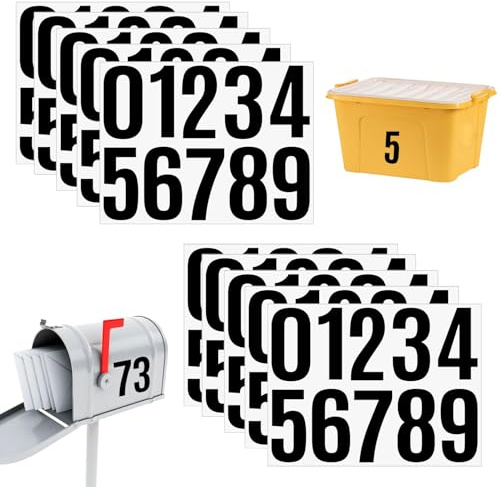 10 PCS 10.3 * 5.7CM Zahlen Aufkleber,Schwarz Hausnummer Klebend,0-9 Vinyl Sticker Zahlen,Wetterfest Klebezahlen,Aufkleber Zahlen,100 Stück Nummernaufkleber für Briefkasten, Postkasten, Hausnummern