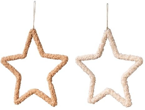 levandeo 2er Set Deko Stern Anhänger H31cm Natur Beige Braun Weihnachtsdeko Fensterdeko Hängedeko Weihnachten Weihnachtsschmuck