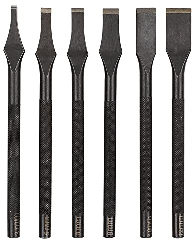 Juego de cinceles con puntas de cuero Expert |Herramienta perforadora de ranura de acero pulido para manualidades |6 Tamaños para Cinturones/Carteras/Bolsos |Kit de corte de cuero