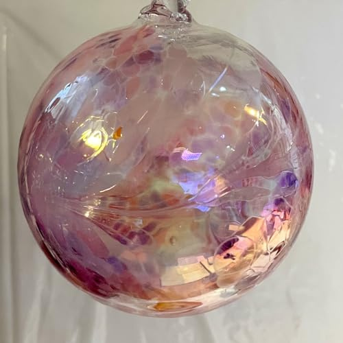 Generisch Kugel zum hängen Glaskugel Ornament rosa klar Fensterdekoration mundgeblasenes Kristallglas Durchmesser ca. 15 cm