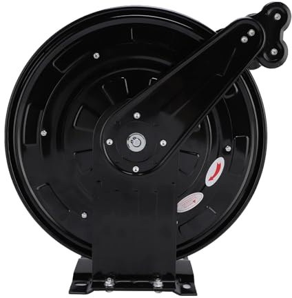 Hamwesh Avvolgitubo per Idropulitrice, Riavvolgimento Automatico Retrattile da 3/8 Pollici X 50 Piedi, Acciaio Resistente, 4000 PSI, con Cavo da 4,9 Piedi, per Officine di Giardinaggio e