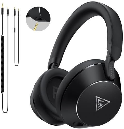 DOQAUS Cuffie da DJ professionali cablate per monitor da studio, over-ear, per registrazione musicale e mixaggio, driver da 50 mm, cuffie stereo con doppio jack per chitarra elettrica, tastiera