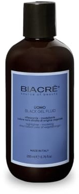 BIACRE' UOMO Black Gel Fluid 200 ml, colore per capelli grigi o brizzolati, Effetto Mascherante Modellante, Gel per coprire i capelli grigi