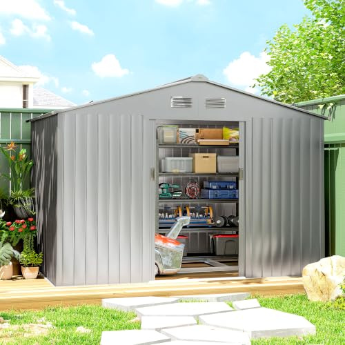Outsunny Caseta de Jardín Exterior 4,9 m² 277x195x192 cm Gris