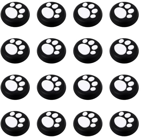 Gadpiparty 16 tapas de silicona para joystick de gato, antideslizantes, resistentes al desgaste, empuñaduras de pulgar para mandos, adecuadas para accesorios de juego