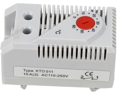 Pssopp Mekanisk Termostat, Plast DIN-skena Temperaturregulator 32 Till 140 Fahrenheit, Röd eller blå Knapp, Snabbverkande Kontakt för Värmefläktsignalenhetskontroll (KTO011)