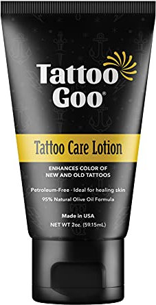 Tattoo Goo Aftercare Lotion 60 ml – Tattoo Moisturiser for New & Healed Ink • Colour‑Enhancing • Non‑Greasy, Vegan Skin Care – Olive Oil + Panthenol