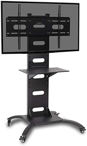 Duronic TV Stand Chrome & Glass Stand for 30” -80” Flat Screen Television LCD/LED/OLED/QLED, With Tilt & Swivel, VESA Up to 600x400, Capacity, With Media Shelf (TVS4T1)