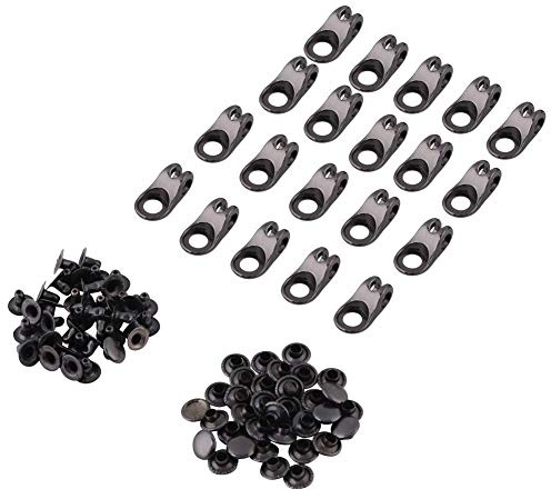 Xinrub 20x Boot Lace Haken Schnürsenkel Schnallen mit Nieten für Reparatur/Camp/Wandern/Klettern Zubehör(Black)