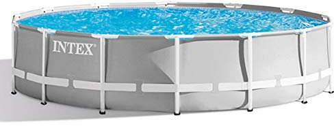 Intex 26716NP – Aufstellpool Prism Frame Rund, Filterpumpe 2006 L/h, Leiter, 8592 L, Stahl und PVC, Grau, 366x99 cm