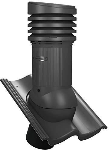 Parotec Entlüftungskamin DN 160 mm passiv für Braas - Doppel-S Schwarzgrau | für Nelskamp - S, IBF - Doppel-S, ProDach - Doppel-S Dachziegel Dachentlüftung, Abluftrohr, Lüftungshaube, RAL 7021