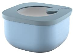 Guzzini Store&More Kitchen Active Design Contenitori Ermetici Bassi per Frigo/Freezer/ Microonde (S), 12.2 x 12.2 x 6.8 cm, Blu (Matt Mid blue)