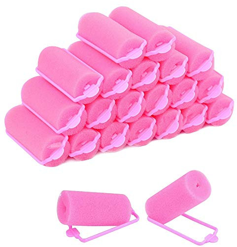 wordmouk 36 Pieces Foam Hair Rollers (20 mm) Pink Heatless Roller Soft Sponge Sleeping Curlers DIY Hair Styling Hairdressing Tools for Short Long Volume Overnight Curls Women and Kids