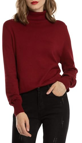 Woolen Bloom Maglione Donna Collo Alto Sweatshirt Maglia Polo Collo Manica Lunga Maglia Pullover Casual Maglieria Felpa Autunno Invernali Primavera