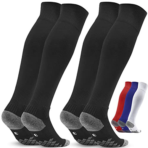 Northdeer Fussballsocken Herren Stutzen Fussballstutzen - Fussballstrümpfe Stutzenstrumpf 2 Paar EU 39-42 – Sportsocken Trainingssocke Sockenstutzen - für Fussball, Laufen, Training (Schwarz 3)