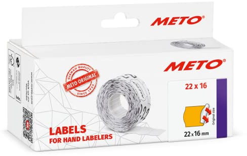 Meto Etiketten für Handauszeichner (22 x 16 mm, 2-zeilig, 6.000 Stück, fluor orange, permanent haftend, für METO, Contact, Sato, Avery, Tovel, Samark etc.)
