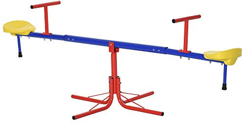 Outsunny Kinder Gartenwippe 360° drehbare Wippe Karussellwippe für 3-8 Jahre Metall Mehrfarbig 182 x 77 x 63 cm