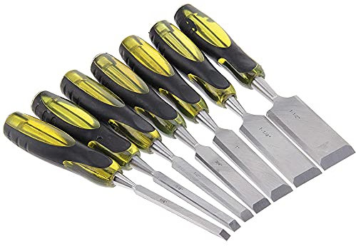 Holzmeißel Stechbeitel Set Chrom-Vanadium-Stahlmeißel mit rutschfestem Griff Holzbearbeitung Schnitzmeißel für Holzhandwerk DIY Holzbearbeitung 7PCS Stechbeitel Set