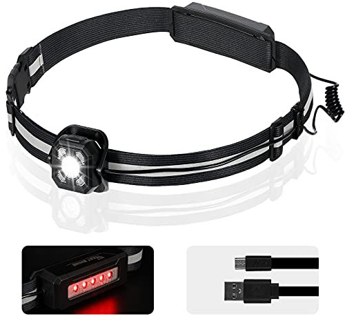 West Biking Lauflicht - USB Wiederaufladbare Lauflampe Joggen Licht wasserdicht, 60° einstellbarer Brustlampe Taille Lampe zum Laufen, LED-Lauflicht Sport mit Reflektoren für Läufer Angeln Camping