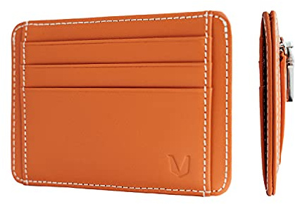 MAGATI Mini Wallet LEZA - Kreditkartenetui mit Münzfach, Geldscheinfach - Geldbörse, Geldbeutel aus Echtleder mit RFID-Schutz - bis zu 8 Karten - Cognac