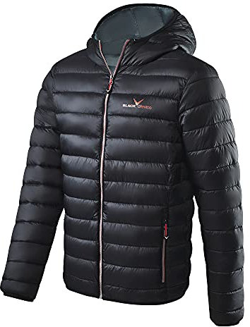 Black Crevice Herren Steppjacke I wind- & wasserabweisende Herren-Jacke I Steppjacke mit Kunstfaserfüllung I Steppjacke mit Kapuze, schwarz/rot, 52