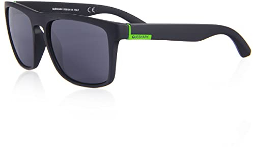 Queshark Unisex, polariserade HD-solglasögon, klassiska, herr, retro, UV400-skydd, för golf, cykling, sport, fiske, resor, L