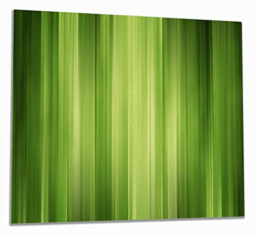 Wallario Herdabdeckplatte/Spritzschutz aus Glas, 2-teilig, 60x52cm mit 8mm hohen Füßen, für Ceran- und Induktionsherde, Grün und schwarz gestreift - Abstraktes Streifenmuster