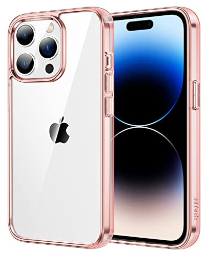 JETech Cover per iPhone 14 Pro 6,1 Pollici, Anti Ingiallimento Custodia con Antiurto, Anti-Graffio e Retro Trasparente (Oro Rosa)