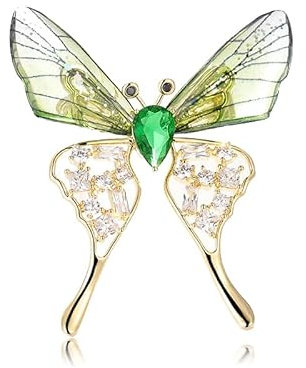Tanduaji Brosche Damen Schmetterling Acryl Anstecknadeln mit Zirkonia, Brosche Kleidung C Grün Schmetterling 4,5X4Cm