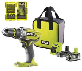 Confezione RYOBI Trapano avvitatore a percussione R18PD31-252S - 18V - Batterie 2.0Ah e 5.0Ah - Caricabatterie - Set di